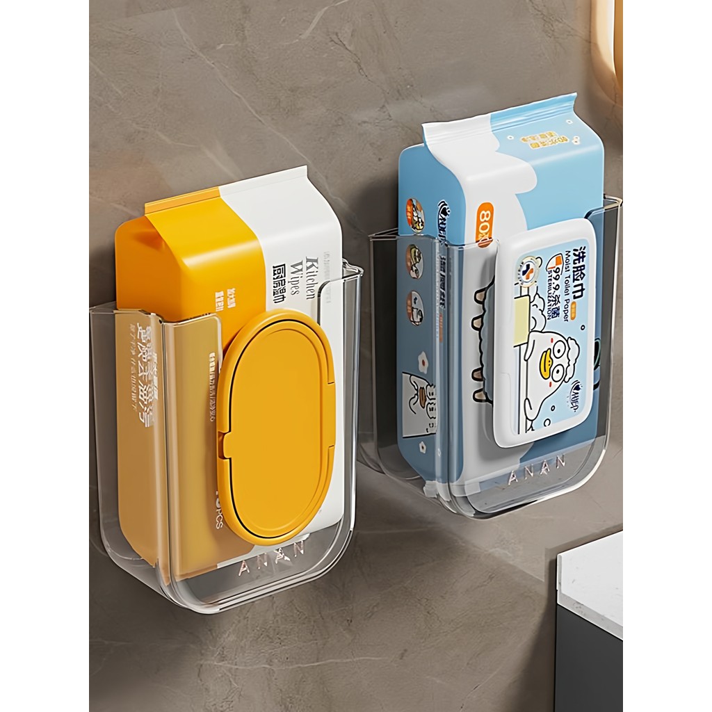 Spot Goods#Wet Wipes Storage Box No-Drill Wall-Mounted Bathroom Storage Box Toilet Tissue Box Luxury