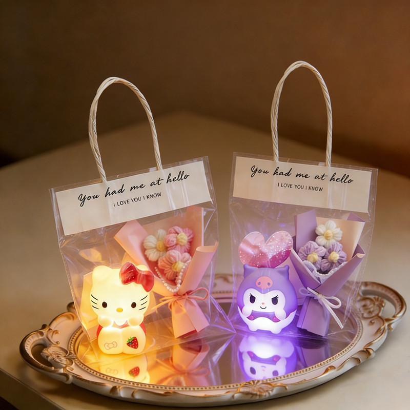 กล่องของขวัญวันวาเลนไทน์การ์ตูนห้องนอนโคมไฟแตะไฟกลางคืน+ชุดดอกไม้ - รูปที่ 2