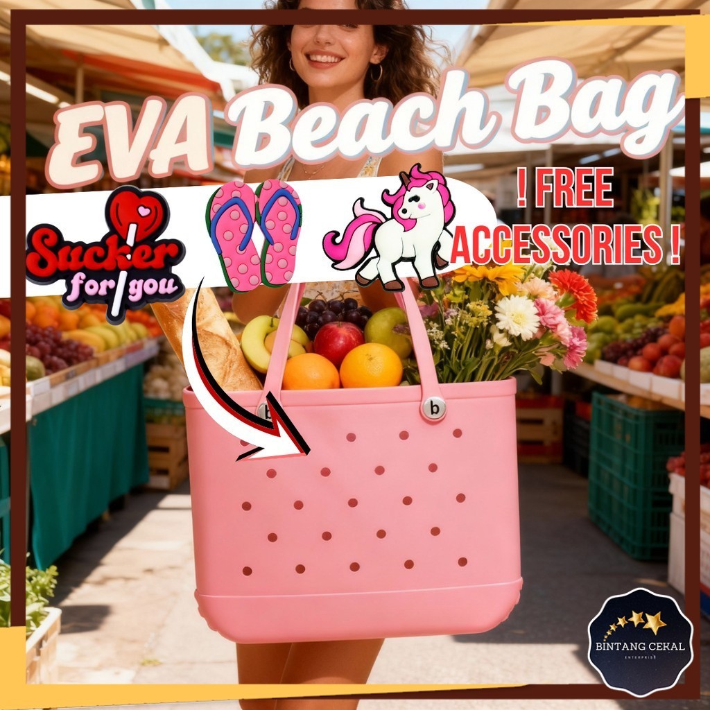 LIVE (กระเป๋าเดินทางชายหาดความจุขนาดใหญ่) Beg Bakul Serbaguna Tote กระเป๋าสะพายอเนกประสงค์พกพา Organ