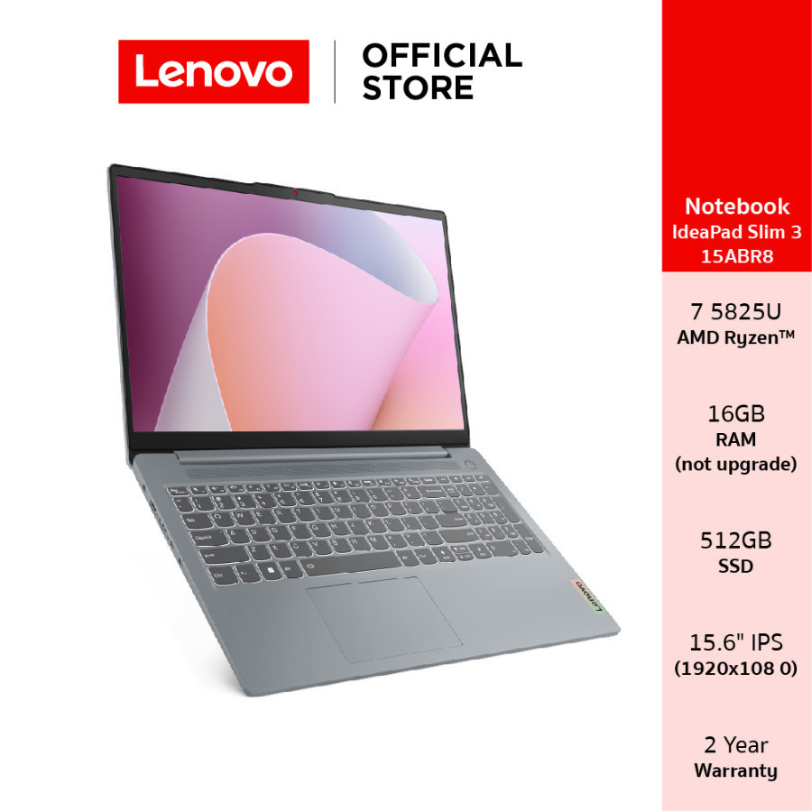 [ผ่อน 0%]Lenovo IdeaPad Slim 3 15ABR8(82XM00R1TA)Notebook Ryzen 7 5825U 16GB SSD 512GB 15.6" IPS
