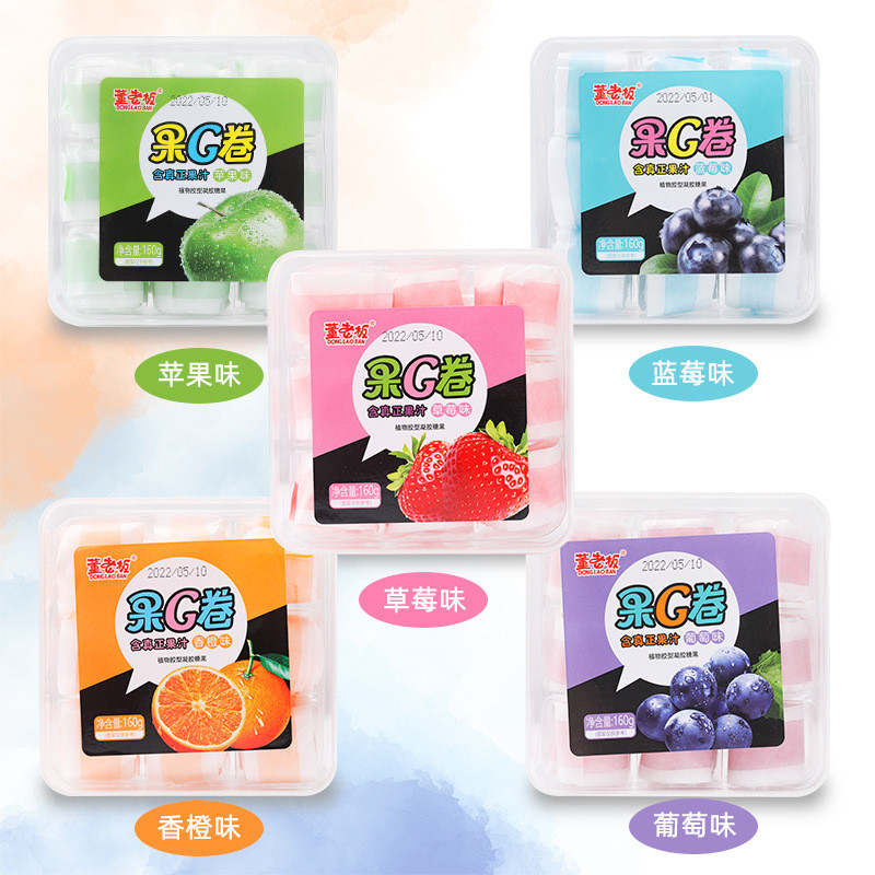 Boss Dong Gummy Candy Zhi Roll Fruit G Roll Gummy Fruit Paper Roll Candy Marshmallow Candy Snack Box