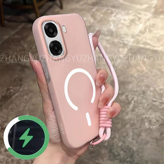 เหมาะสําหรับ OPPO A6X 4G 5G เคสโทรศัพท์ใหม่ C-type กันกระแทกแม่เหล็กดึงดูดแหวนไร้สายชาร์จ softcase เชือกเส้นเล็ก GD03