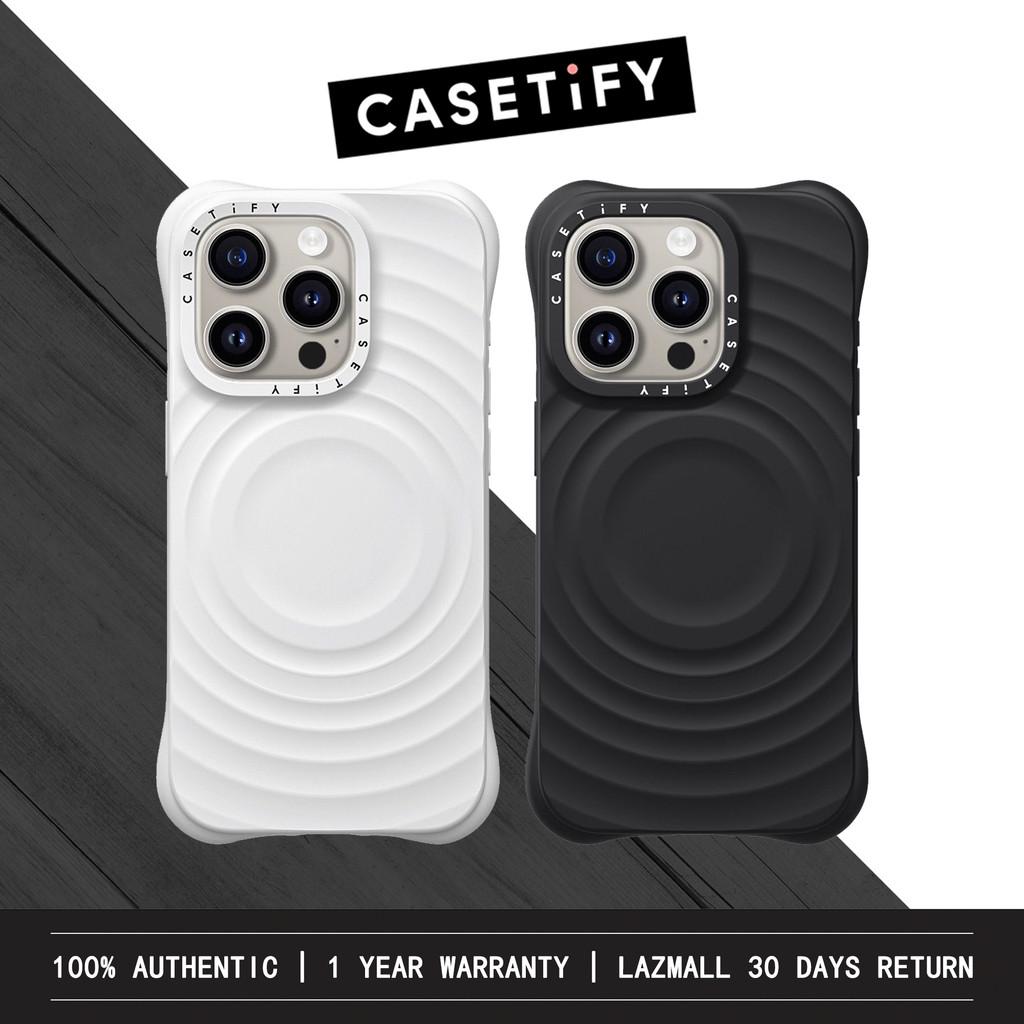 CASETiFY Ripple Case - สีขาวสีดําสําหรับ iPhone iPhone 17 Pro Max 16 Pro Max / iPhone 14 Plus / iPho