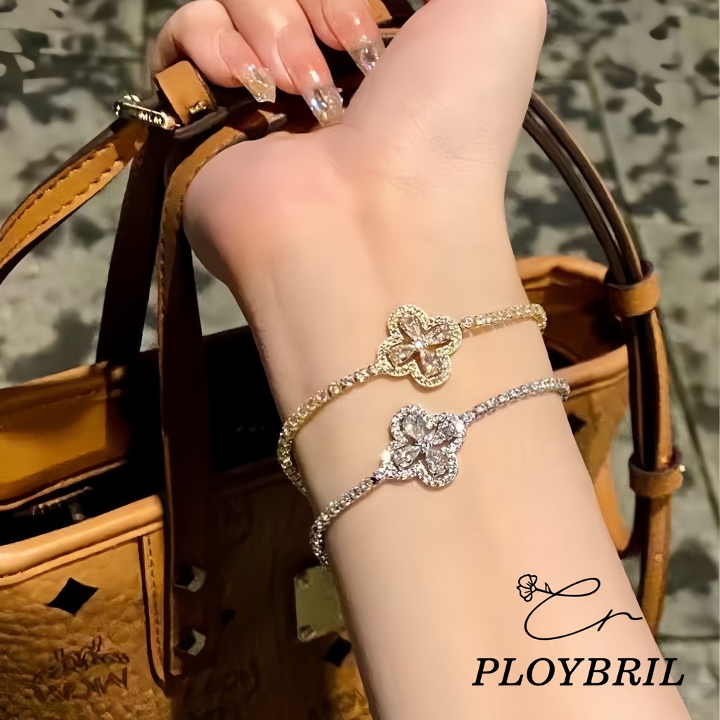 PLOYBRIL สร้อยข้อมือดอกไม้สี่แฉกสไตล์เกาหลี สวยงามหรูหรา เป็นของขวัญสำหรับผู้หญิง S026