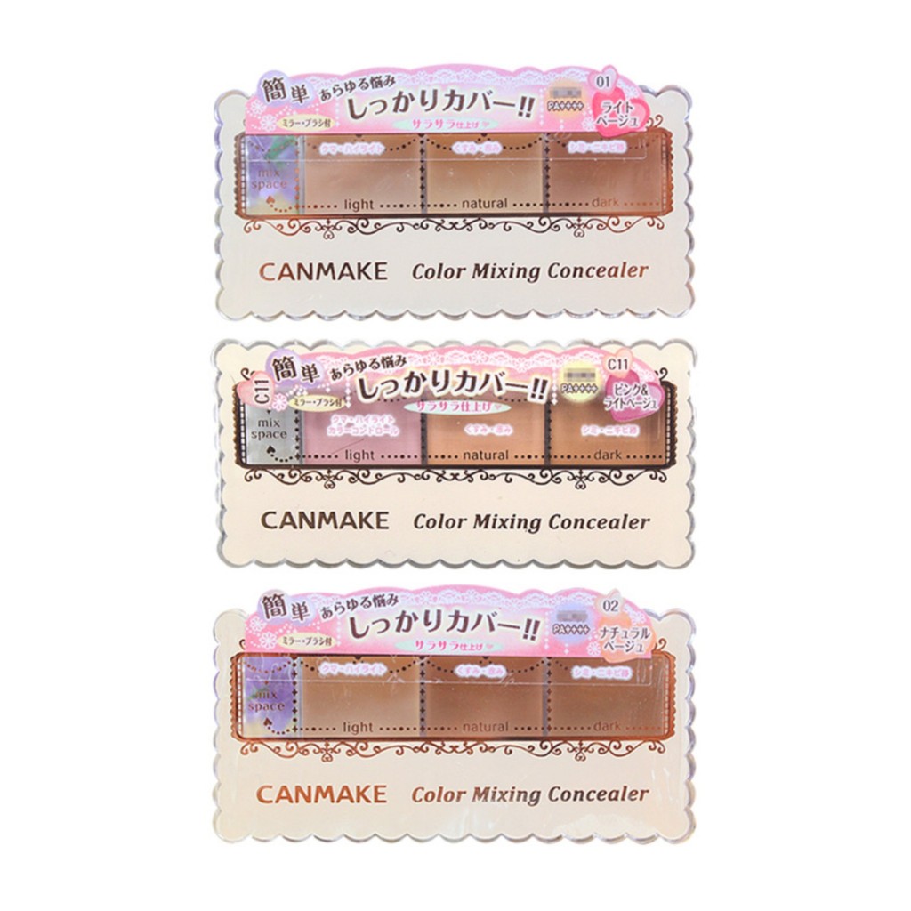 corrector concealer CANMAKE/Ida คอนซีลเลอร์ญี่ปุ่น Tricolor คอนซีลเลอร์ Palette ปกปิดรอยสิว Dark Cir