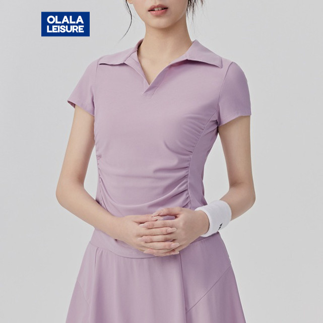OLALA เสื้อโปโลกีฬา คอปุ่มสำหรับการออกกำลังกาย