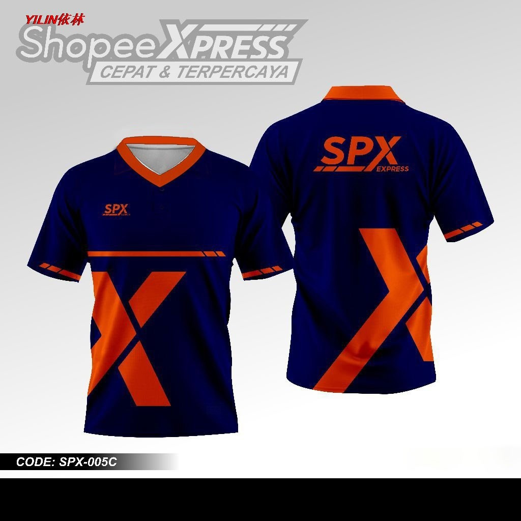 SPX express rider เสื้อยืดแขนสั้นคอวีสําหรับคนงานจัดส่งความชื้นระบายอากาศ Wicking Delivery Staff ระบ