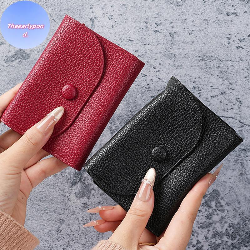 EARLYPTOND กระเป๋าสตางค์ผู้หญิง หนัง PU Mini Hasp Multi-Cards เหรียญ ซิป Slim ขนาดเล็ก TH