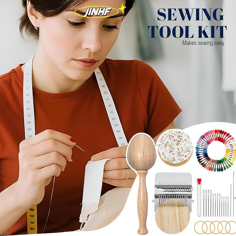 [BestBuyshop] Mini Darning Loom,Mushroom Knit Patch Kit 14 Hooks Small Weaving Loom 14 ชิ้นเข็มตาขนา