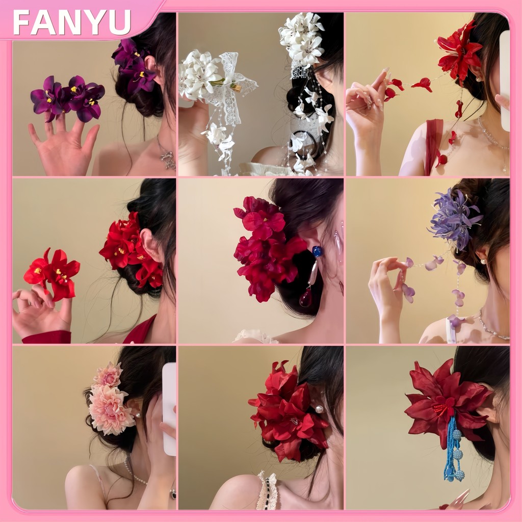 SGL 1/2PCS ใหม่สไตล์จีนโบราณดอกไม้ Hairpin ผู้หญิงป่าบรรยากาศ sel ด้านข้างคลิปเจ้าสาว Updo เครื่องประดับผม SGL