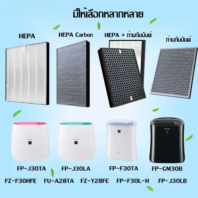 (H13 เกรดการแพทย์) FZ-F30HFE ไส้กรองอากาศ ไส้กรอง PM2.5 ฝุ่น ไวรัส อากาศ FP-J30TA FP-J30LA