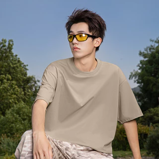 YOOSTRY เสื้อยืดผู้ชายเท่ๆ 220G Cotton 100% Oversize ผ้าหนาไม่บาง S-4XL
