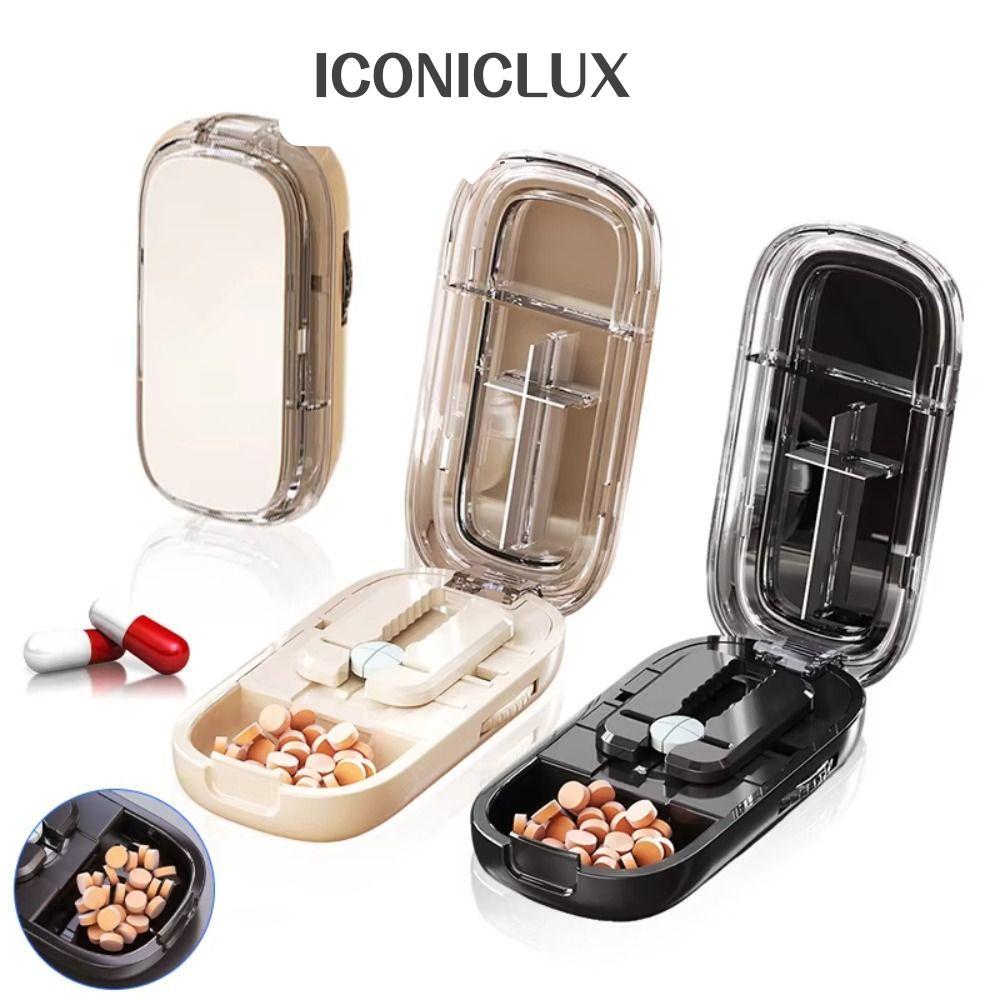 ICONICLUX กล่องเก็บเครื่องตัดยา, แท็บเล็ตยากันฝุ่น Quartering Pill Cutter, แบบพกพา Divider Organizer Crusher เครื่องตัดยาสําหรับขนาดเล็กหรือขนาดใหญ่ยา