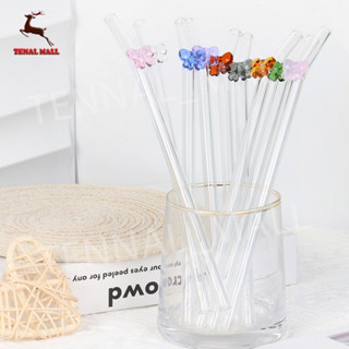 หลอดแก้วประดับโบว์ หลอดโบว์ หลอดดื่มแบบใช้ซ้ำได้