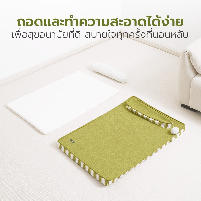 เบาะนอนสัตว์เลี้ยง ที่นอนสุนัข ที่นอนแมว Pet bed ไม่ยุบง่าย พร้อมหมอนในตัว ระบายอากาศดี มีให้เลือก 2สี 2ขนาด Petus pet รูปที่ 5