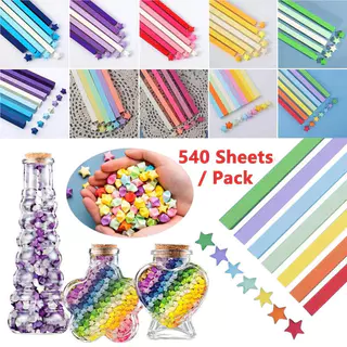 (พร้อมส่ง🇹🇭)กระดาษพับดาว ดาวกระดาษ 540แผ่น ของขวัญสร้างสรรค์ กระดาษพับ กระดาษคุณภาพดี กระดาษสี โอริกามิ ตกแต่ง