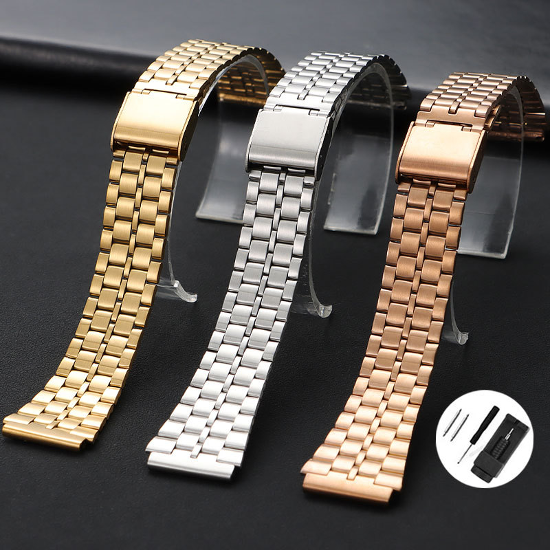 Retro 5-Beadนาฬิกาโลหะ 18 มม.สําหรับCasio W800h AE1200 F91W A158 A159 A168 A169 F91 B650 สแตนเลสสตีล