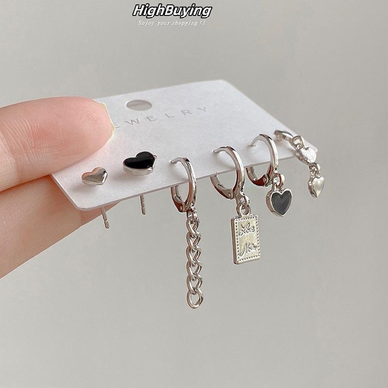 ชุดต่างหูหัวใจ Y2K 6 ชิ้น สไตล์วินเทจ อายแชโดว์ทันสมัยสำหรับผู้หญิง