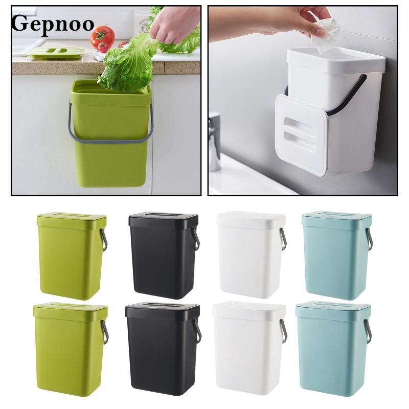 [Gepnoo] ติดผนังพับถังขยะตู้ครัวประตู ing ถังขยะขยะรถถังขยะอุปกรณ์ครัว