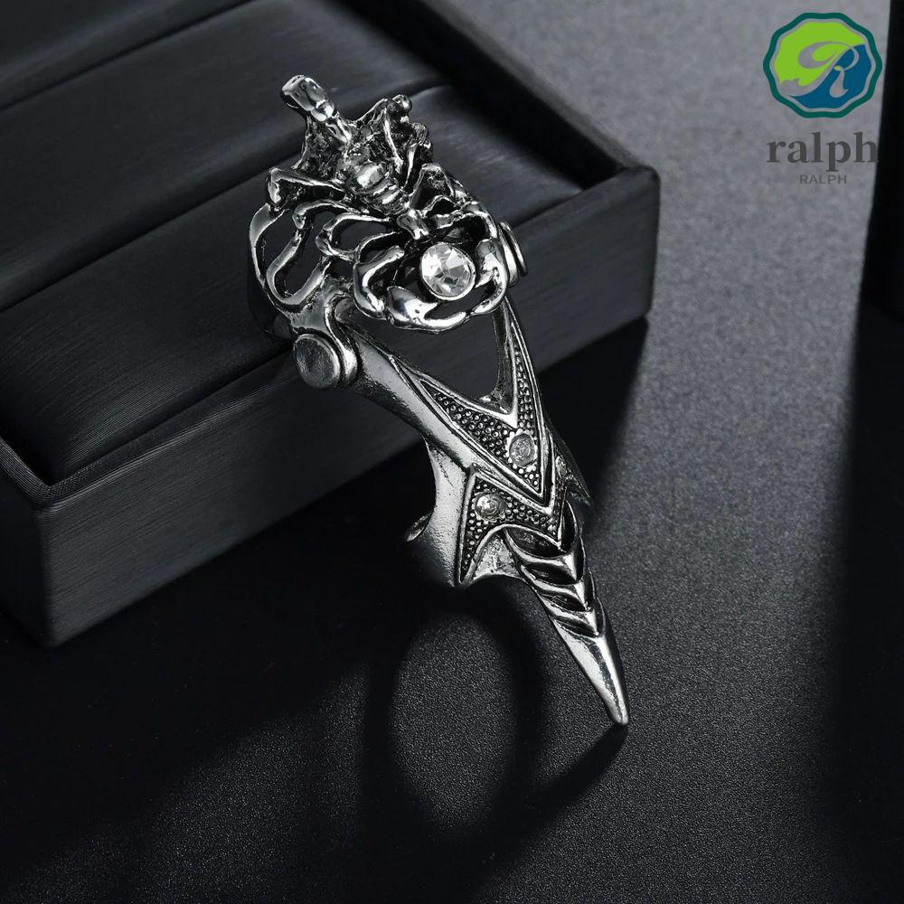 RALPH Dragon Ring สไตล์ Punk กะทัดรัด Gothic Skull สำหรับชาย Alloy Knuckle Ring