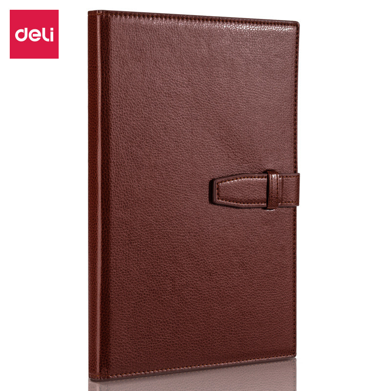 Deli 7945 Leather Surface Notepad PU Business Office Buckle 120 หน้า Notebook 18K