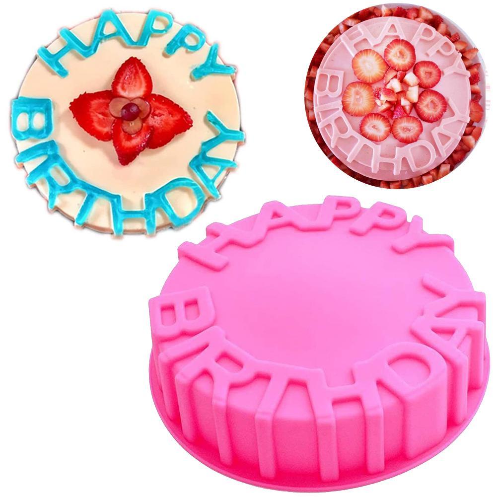 7.8 นิ้ว Happy Birthday แม่พิมพ์ซิลิโคน Pastry Cake Mould Fondant Jelly Chocolate K1I0