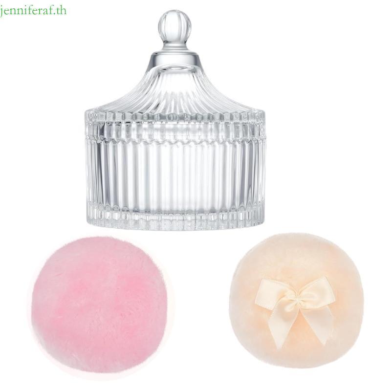 Jenniferaf 3 ชิ้นอเนกประสงค์ Velours Body Powders พัฟและแก้วแข็งแรง