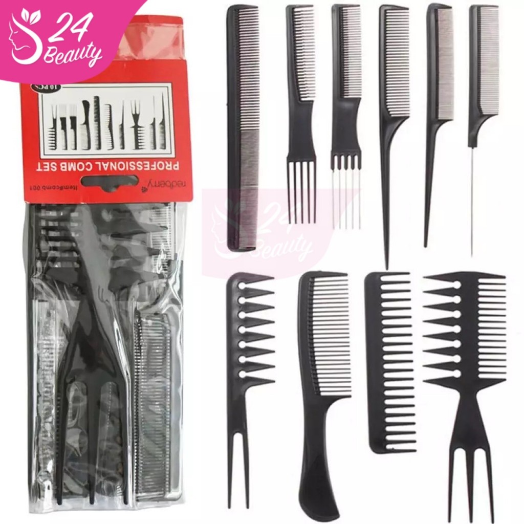 เซ็ตหวี 10 ชิ้น สำหรับตัดผม & จัดแต่งทรง ( Comb Set 10 PCS)