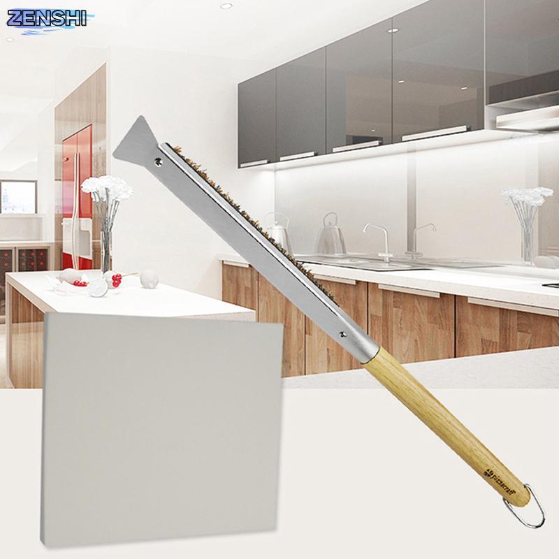 Zenshiaa พิซซ่าเตาอบแปรงไม้ Handle Grill Scraper แปรงทําความสะอาดในครัวเรือนเครื่องมือพิซซ่าสําหรับเ