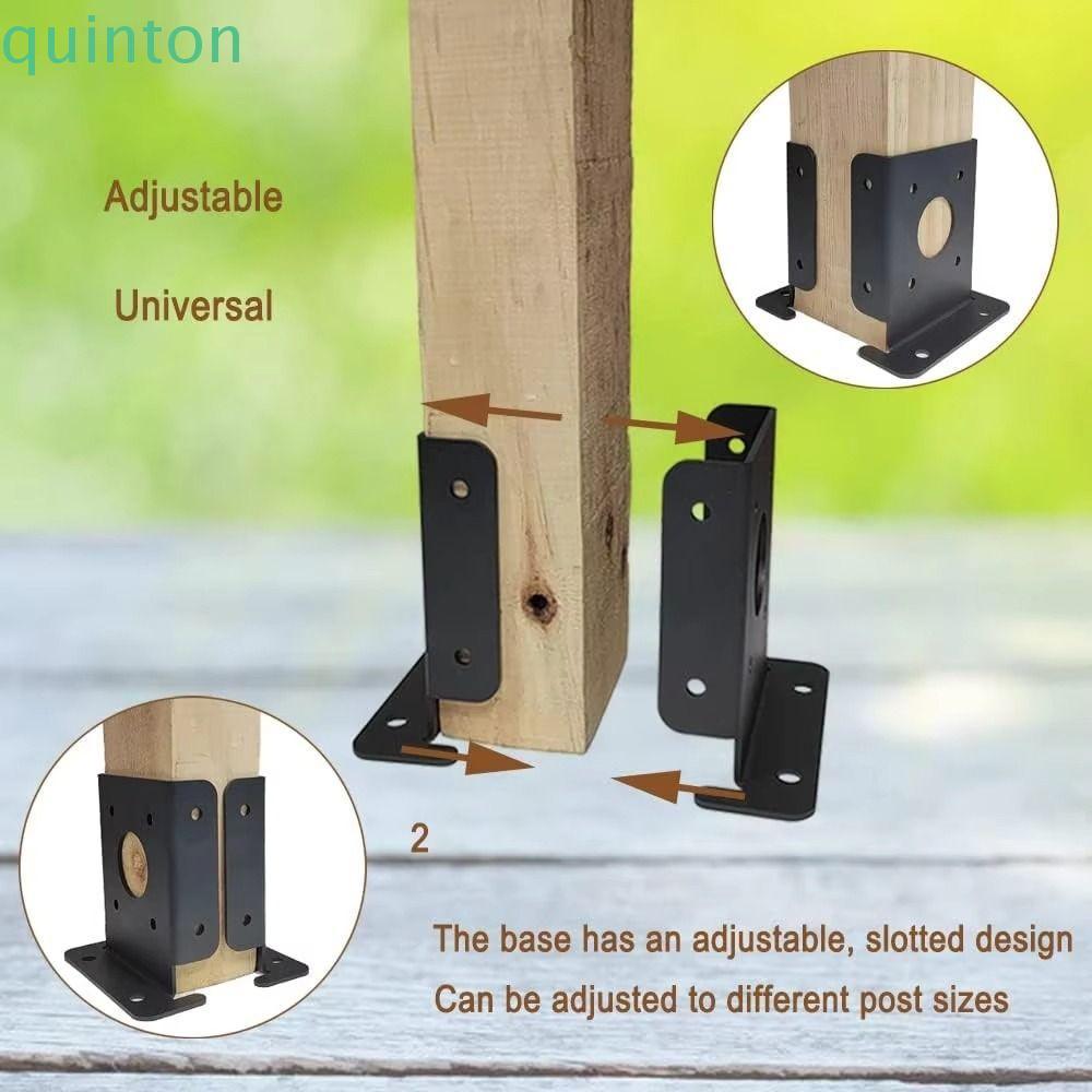 QUINTON 2 ชิ้นโพสต์ฐานวงเล็บ,ปรับออกแบบ 3.5x3.5 นิ้วโพสต์ไม้รั้ว Pergola วงเล็บ, เหล็กคาร์บอนติดตั้ง