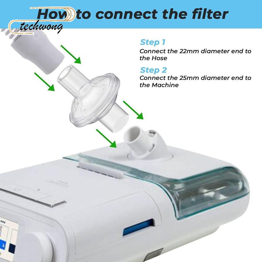 TECHWONG หลอด CPAP 2 ชิ้น, ตัวกรอง CPAP 22 มม., เครื่อง CPAP แบบใช้แล้วทิ้งในบรรทัดสําหรับ Resmed