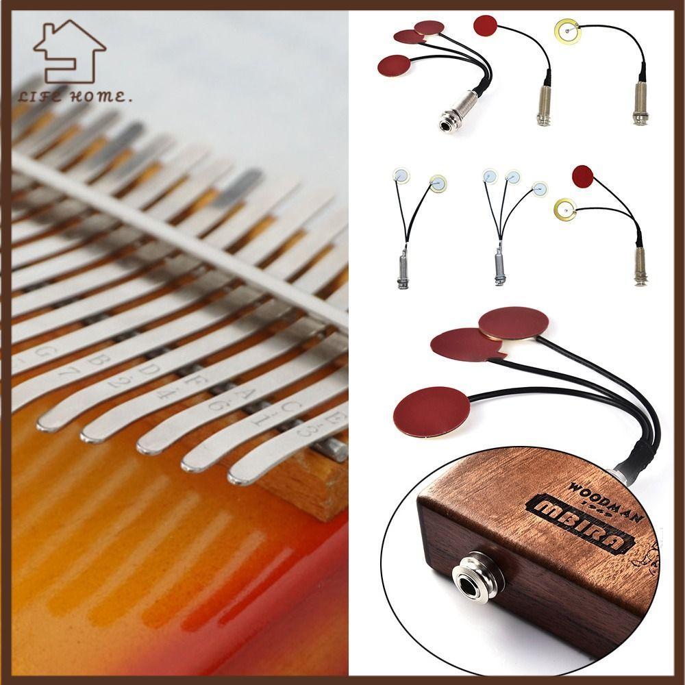 YELGIRL Acoustic Guitar Patch 3 Transducer Pickups End Pin Jack No-hole Ethnic Instrument Pickups