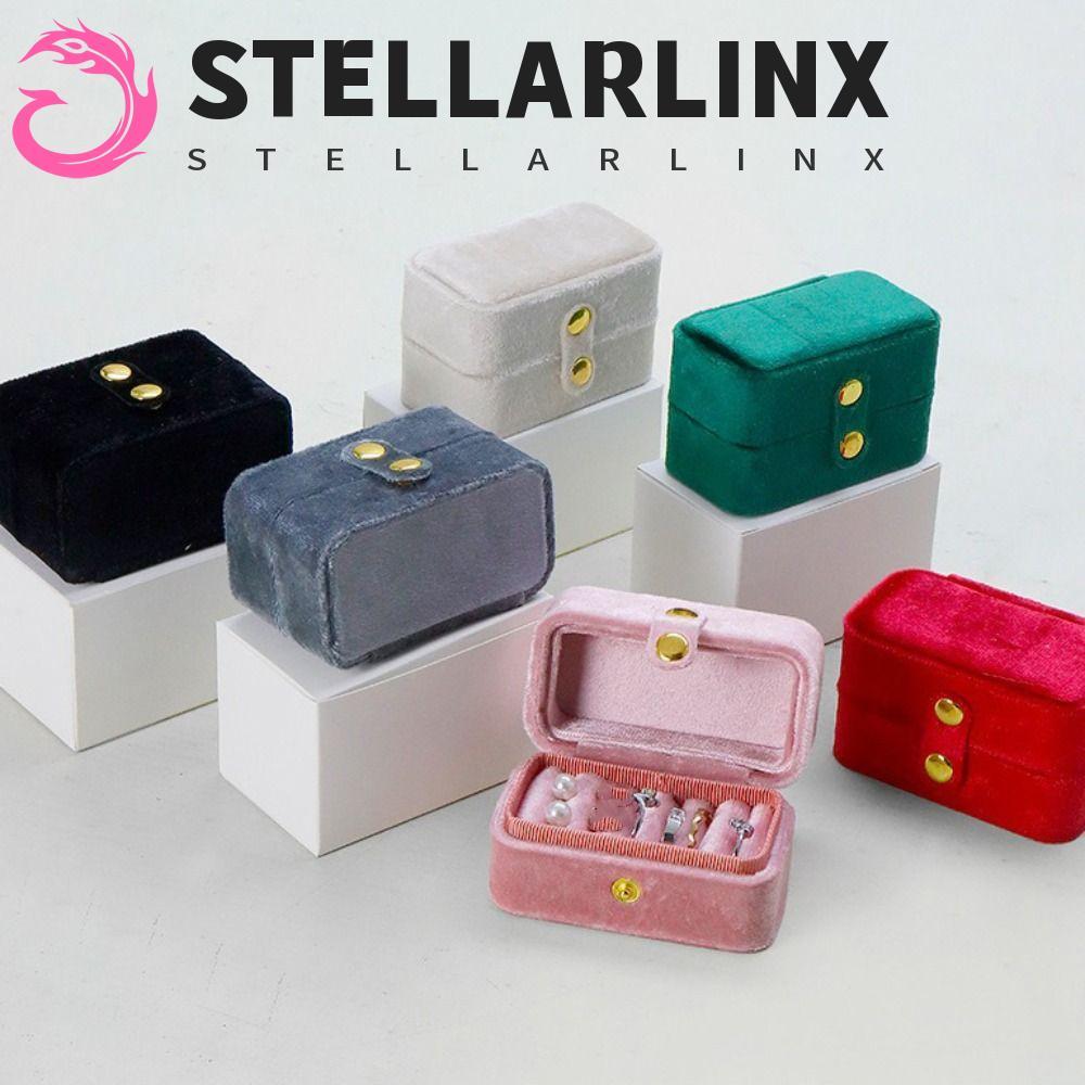 STELLARLINX กล่องแหวนกํามะหยี่,หู Studs Case ประณีตมินิแหวนกล่องเก็บ,แบบพกพา Retro Jewlery Organizer แหวนผู้ถือต่างหูวันวาเลนไทน์