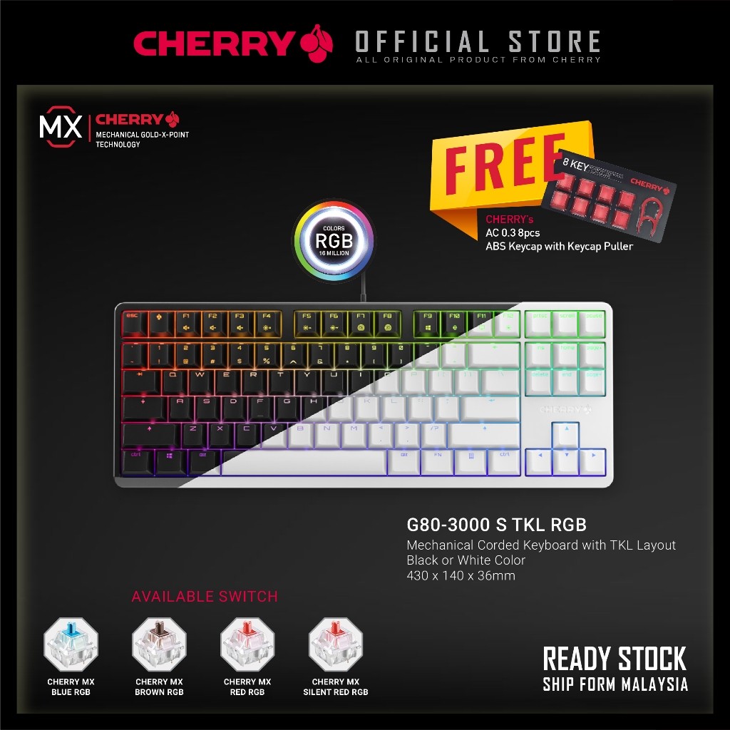CHERRY G80-3000 S TKL RGB Mechanical Wired Gaming Keyboard