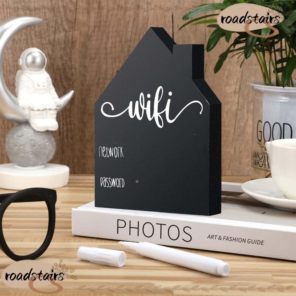 ROADSTAIRS Wifi บอร์ดตกแต่งบ้านโต๊ะ WiFi ป้ายห้องพักกระดานดํา Wifi รหัสผ่านป้าย