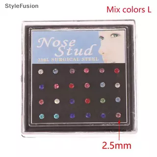 SF ชุดห่วงจมูก24ชิ้น/กล่องหญิงพลอยเทียมสาวสแตนเลส