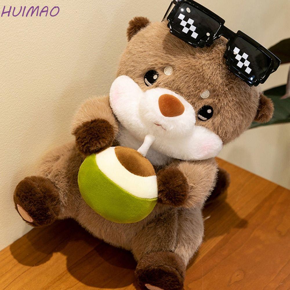 HUIMAO Sea Otter Plush,สัตว์ป่าตกแต่งห้องOtter Plushของเล่น,การ์ตูนปุยจําลองหมอนนุ่มยัดไส้Otterตุ๊กต