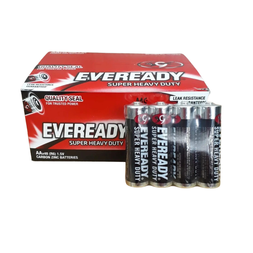 (ยกกล่อง แพ็ก4 x12)ถ่าน Eveready Black Super Heavy Duty AA แพ็กหุ้มฟิล์ม 4 ก้อน EVEREADY BLACK SHD 1215 SW4 (AA) x12
