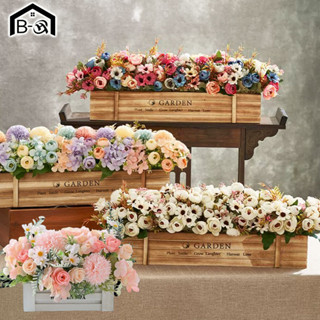 BHQ ดอกไม้ปลอม บอนไซประดิษฐ์ พร้อมถาดไม้ สำหรับตกแต่งบ้าน ออ…