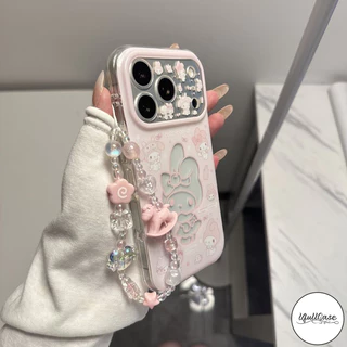 เคสไอโฟน17 เคสใส ลายเมลโดดี้กระต่ายสีชมพูน่ารัก สำหรับ iPhone 16 17 11 13 15 12 14 Pro Max XR 14 16 15 7 8 6s Plus X XS