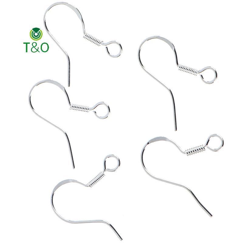 T&O 50 ชิ้น ต่างหูตะขอ-Ball เงินสเตอร์ลิง 925 อุปกรณ์DIY