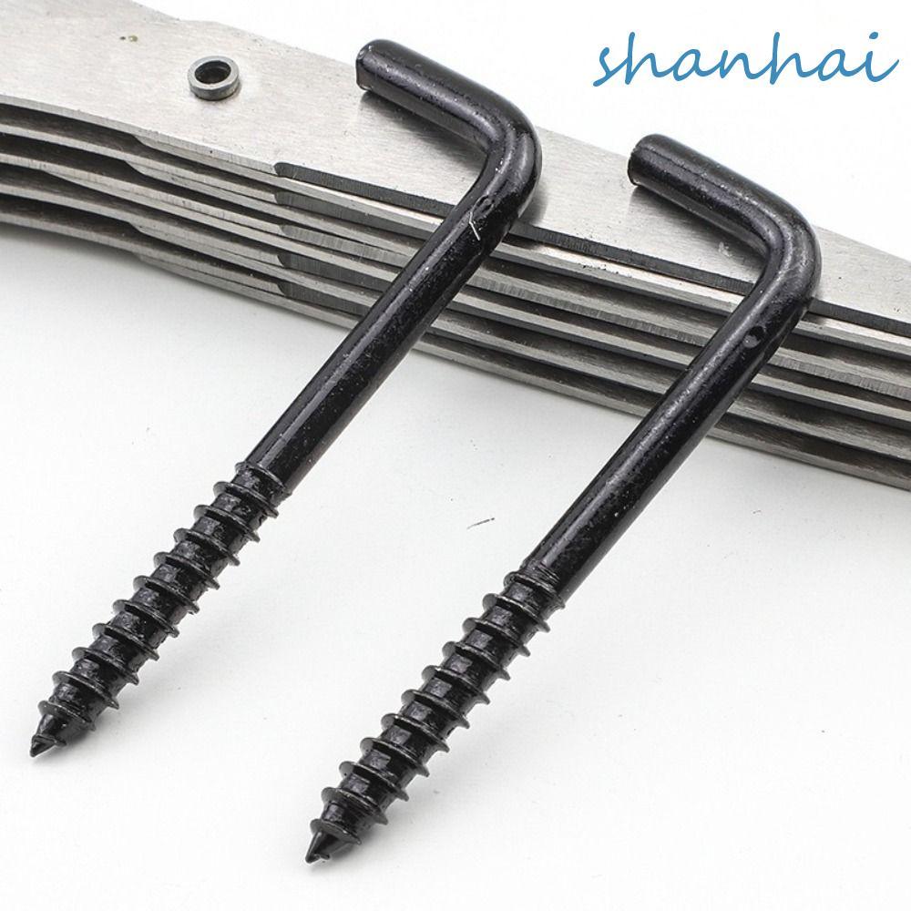 SHANHAI 10 ชิ้นสกรูในตะขอเพดาน, เหล็กมุมขวารูปตัว L, สวนเกลียวสีดําเจ็ดรุ่นเกลียวแขวนตะขอผ้าม่าน