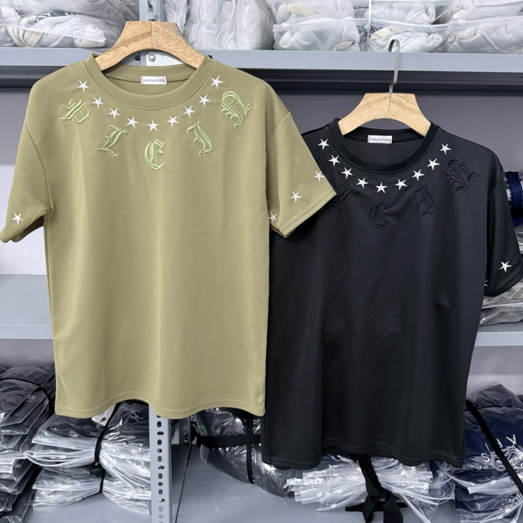 PLEIN เสื้อยืด EMBROIDERED OLD STAR BOY STREET 2026. PLEIN CLOTHING SET WITH EMBROIDERED LETTERS สํา