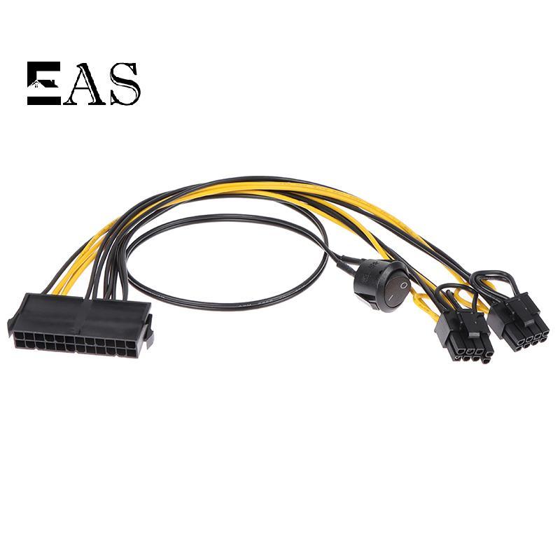 [EA] 24Pin to Dual 6+2 Pin 8 Pin พร้อมสายสวิตซ์เปิดปิด 6Pin 8Pin Male to 24 Pin TH