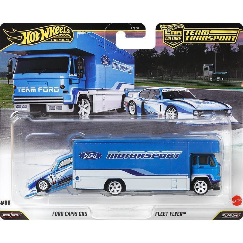 【พร้อมส่ง】Hot Wheels Car Culture การขนส่ง Fleet J-Blue Ford CAPRI GR5รถ รถเหล็ก ราง hot wheels premi
