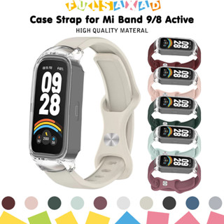สายซิลิโคนกรณีพีซีโปร่งใสแข็ง for Mi Band 9 8 Active ฝาครอบก…