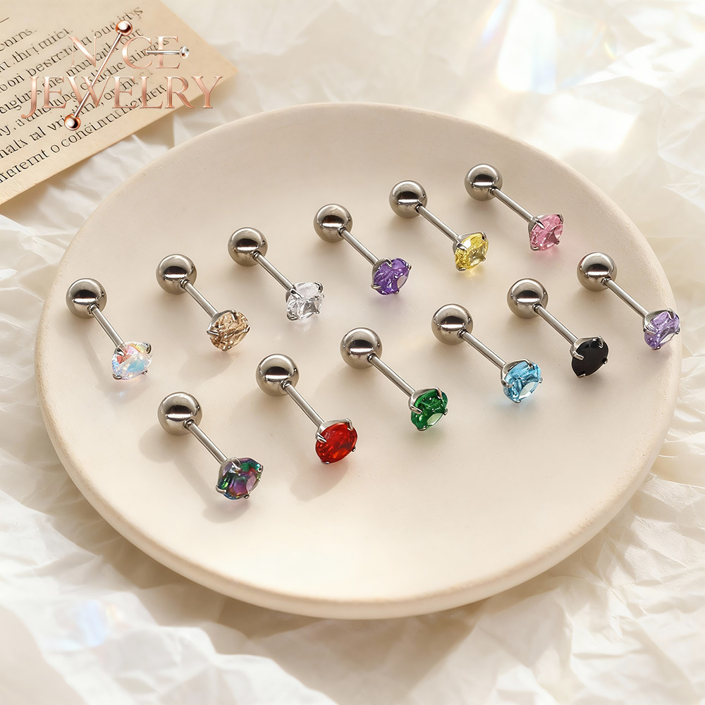 0.8 มม.Multicolor คริสตัลหู 1PC 316L สแตนเลสด้านใน Lobe Stud ต่างหูสกรูกลับกระดูกอ่อน Helix หูเจาะ