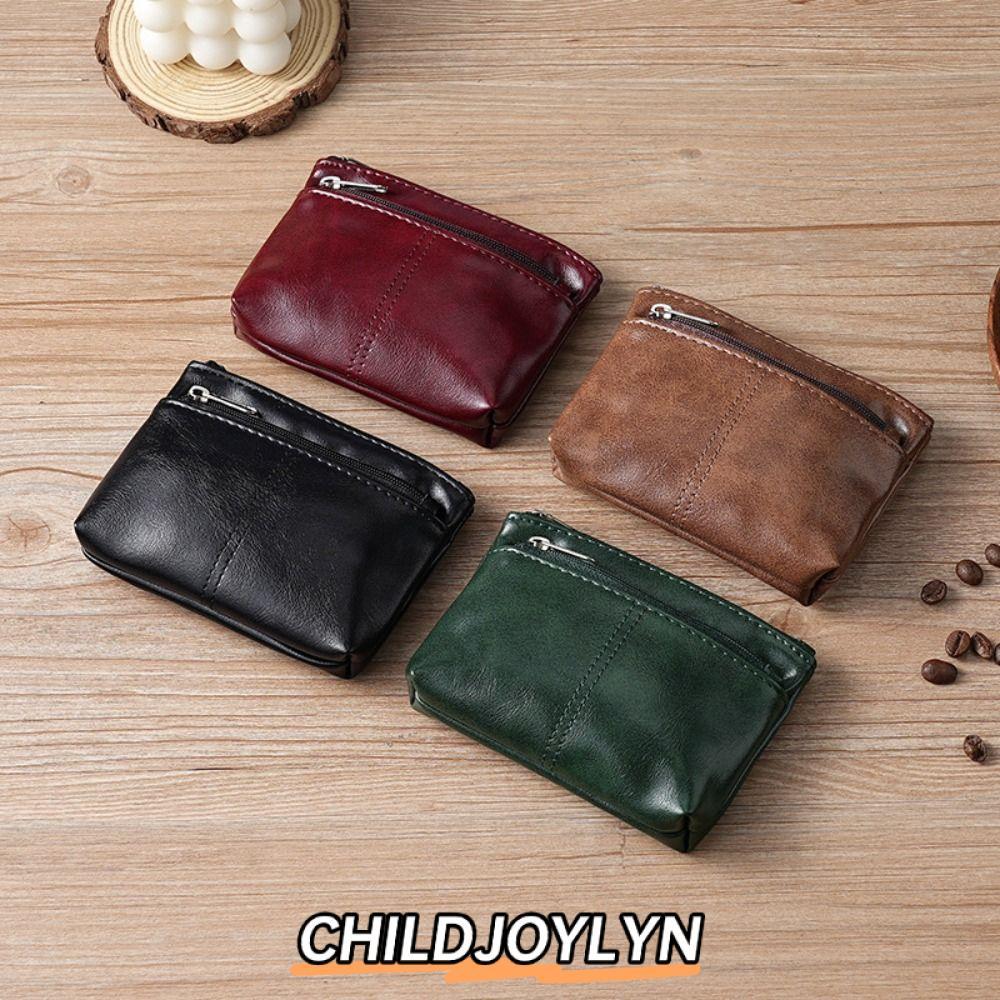 กระเป๋าใส่เหรียญและบัตร CHILDJOYLYN หนัง PU ซิปรหัส.Zero สไตล์วินเทจแฟชั่น