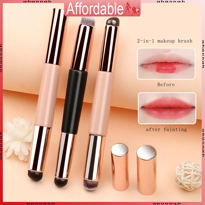 AH 2 in 1 แปรงทาปากซิลิโคน แปรงปัดแป้ง ลิปสติก Applicator แปรงคอนซีลเลอร์ Double Ended แปรงแต่งหน้าส