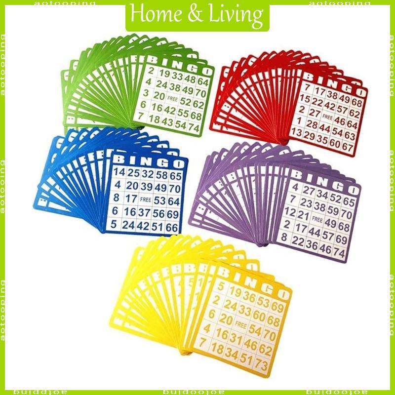 AOTOO 100 ชิ้นเกม Families Night Essential Bright Bingo Card Compacts Storage